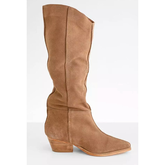 NEW FREE PEOPLE TAN SWAY LOW SLOUCH SUEDE LEATHER BOOTS SZ 36 US 5.5 6 - Picture 9 of 15
